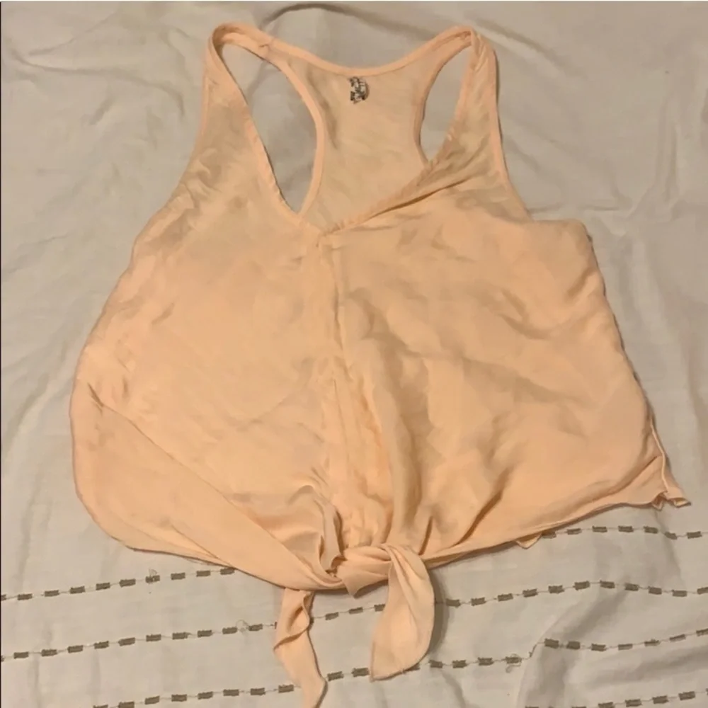 Free People Peach Tie-Front Racerback Tank